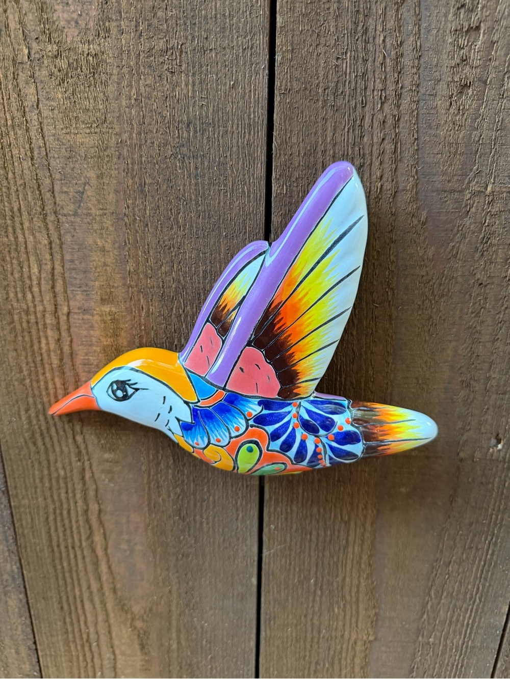 Hand-Painted Talavera  Hummingbird Wall Decor - Multicolor